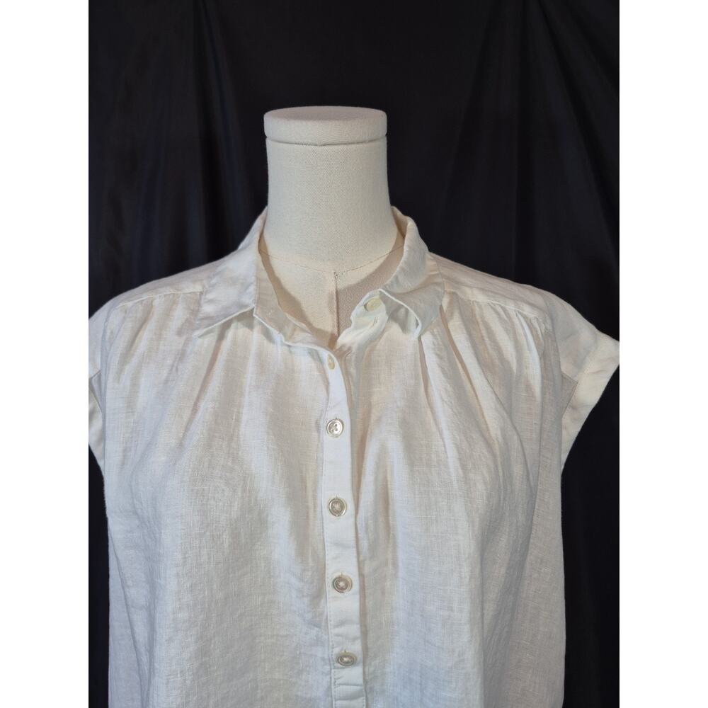 J Crew Baird McNutt Irish Linen White Top Small - Picture 3 of 9